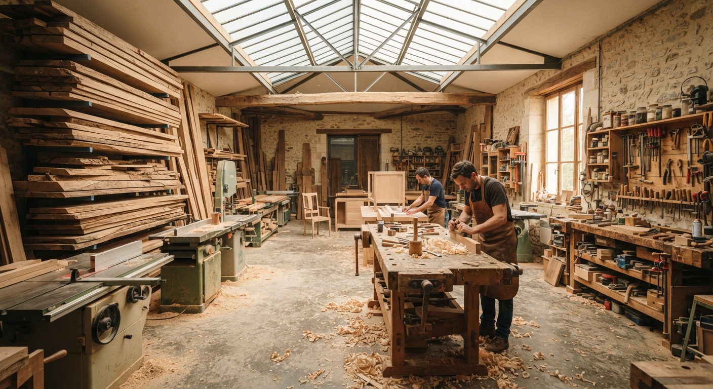 Atelier de menuiserie Novatevoque — assemblage de mobilier en bois massif